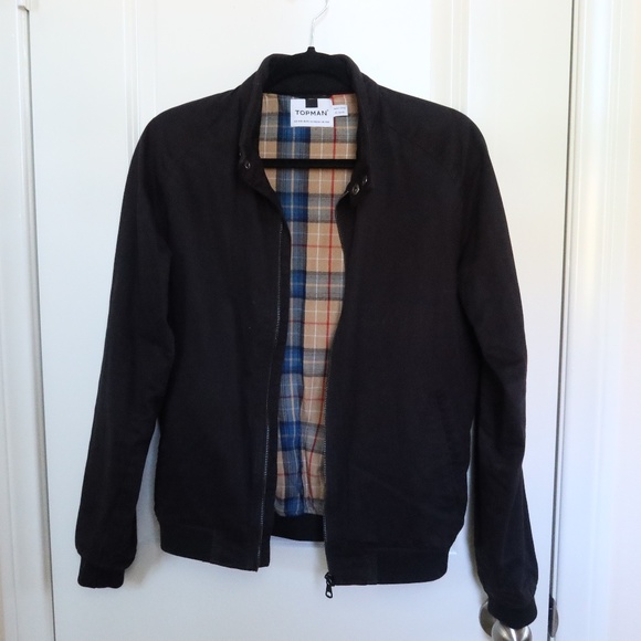 Topman Cotton Bomber Jacket with Plaid Lining - Picture 1 of 10